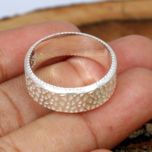 Textured 925 Sterling Silver Thumb Ring: Wide Band