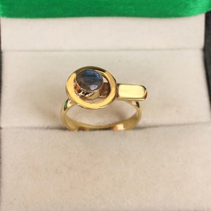 Shivling Ring for Men, Labradorite Gemstone, Healing Gemstone Ring, Labradorite Jewelry, Gold Plated Ring, Shiv God Hindu Deity Silver Ring
