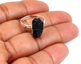 Handgjord rå granat sterlingsilverring: Boho Statement-smycken