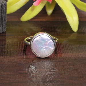 Baroque Pearl Sterling Silver Ring: Handmade Gemstone Jewelry
