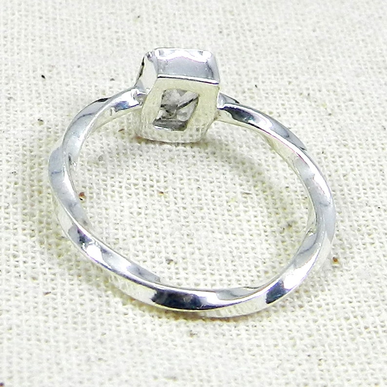 Black Rutile Ring 925 Sterling Silver Ring Twist Band Ring Natural Black Rutile Gemstone Ring Emerald Cut Ring Silver Designer Rings