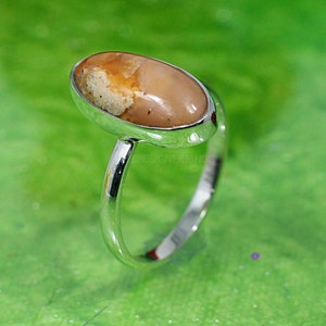 Mexican Fire Opal Gemstone Ring - Sterling Silver Ring - Simple Bezel Ring - Fire Opal Ring - October Birthstone Ring - Silver Designer Ring