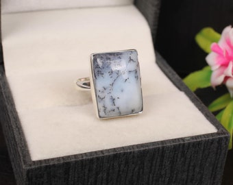 Dendritic Opal Ring, Handmade Ring, 925 Sterling Silver Ring,Dendritic Opal Silver Jewelry,Designer Handmade Ring, Christmas Silver Gift
