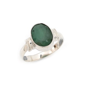 Indian Emerald Ring-  Gemstone Ring, 925 Sterling Silver Ring, Handmade Ring, Minimalist Ring, Silver Christmas Gift, Blossom Silver Ring