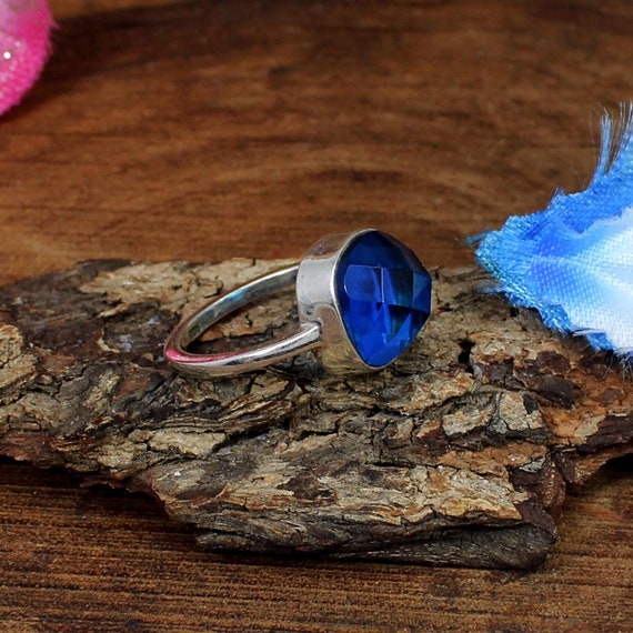 Blue Topaz Aquamarine Diamond Cocktail Ring Briolette Cut Rings