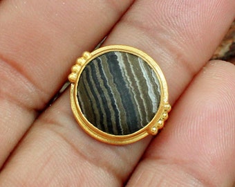 Handmade Gold Plated Sterling Silver Yeovapi Jasper Statement Ring