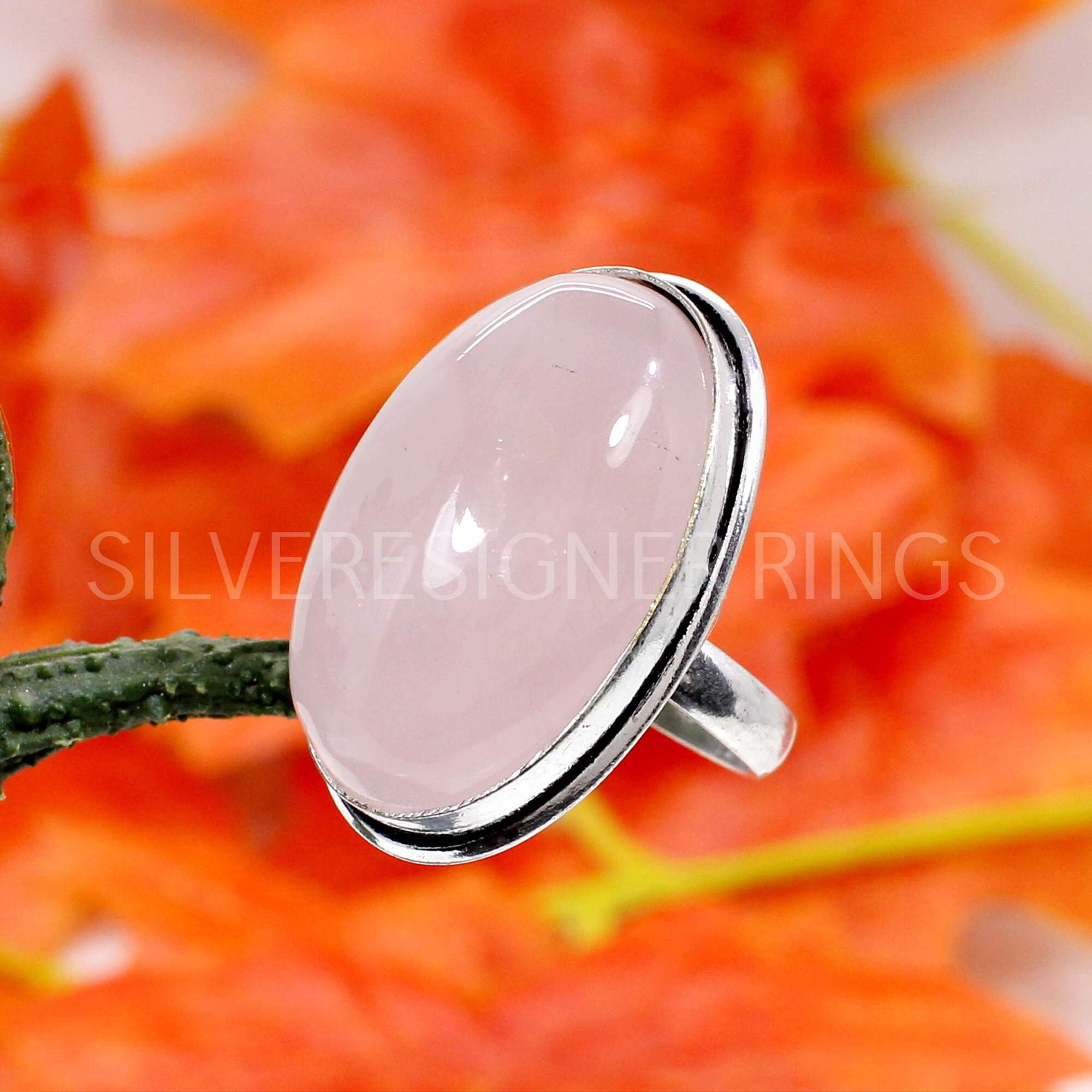 Large Oval Rose Quartz Ring Rose Quartz 30x19mm Oval Etsy