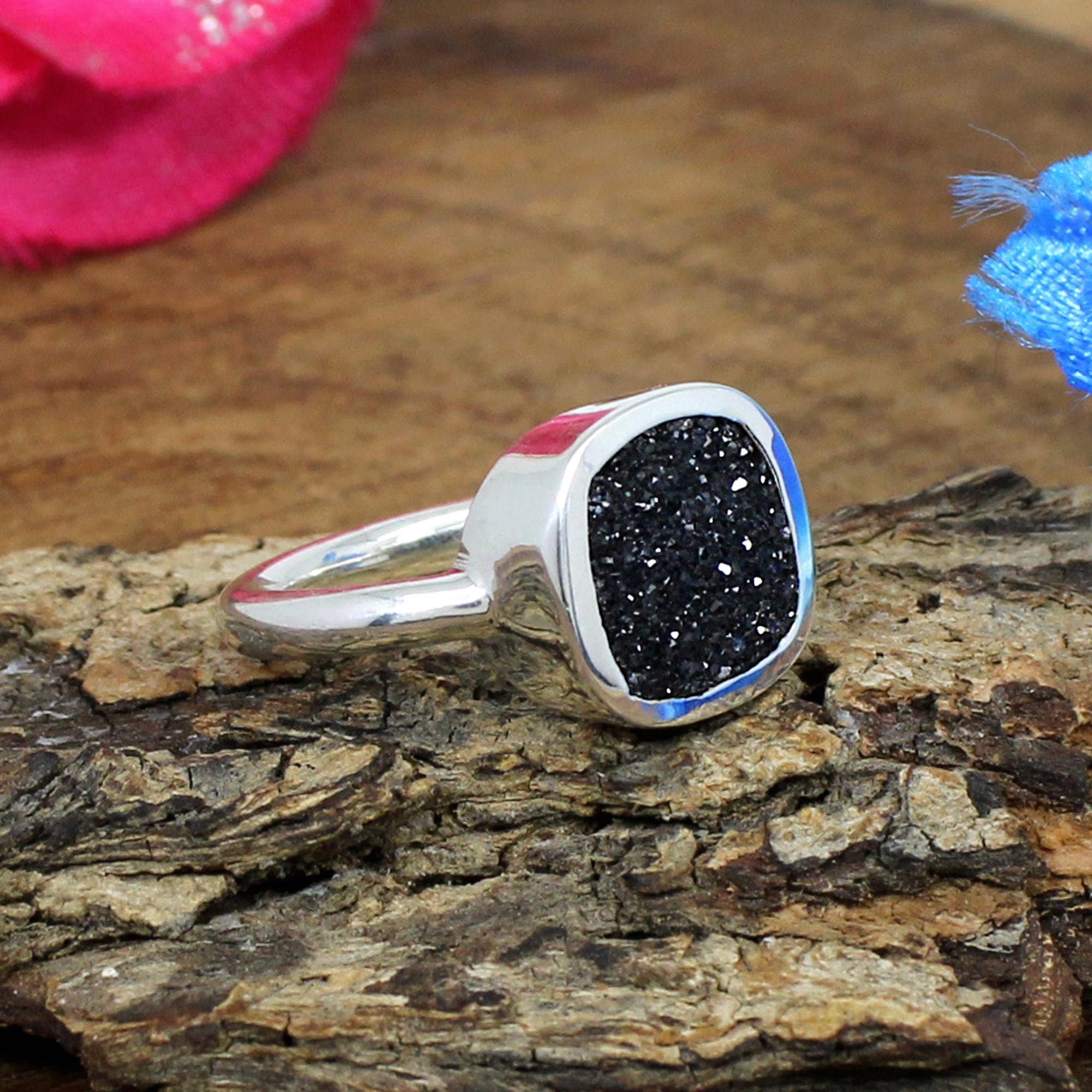Black druzy ring best sale