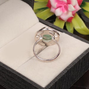 Remarkable Crysoface Ring, Gemstone Ring, Green Statement Ring, 925 Sterling Silver Jewelry, Engagement Gift, Ring For Grand Mother image 4