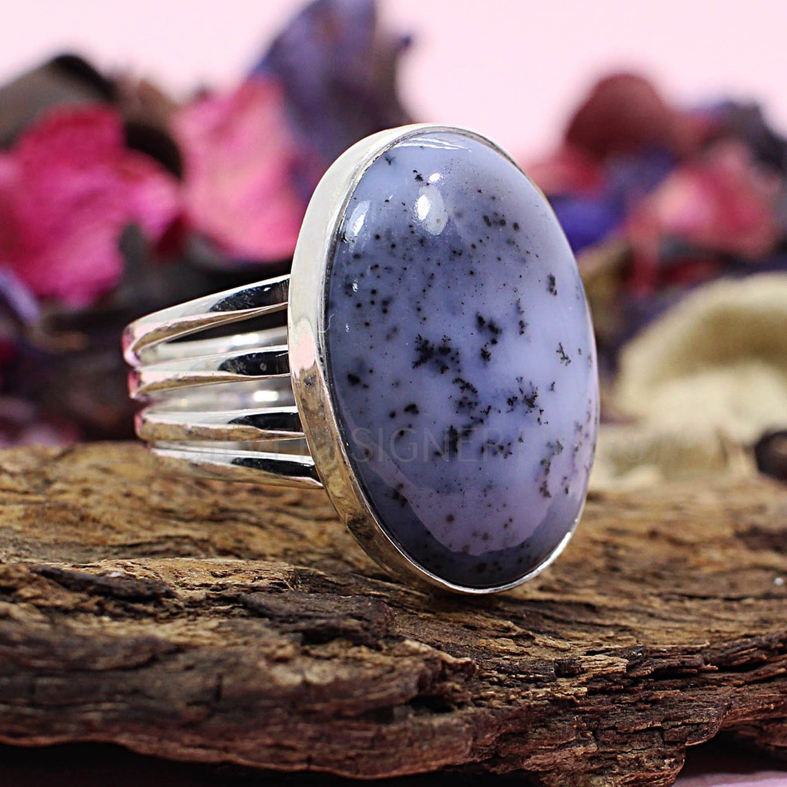 Dendritic Opal Ring Dendritic Agate White Dendritic Opal | Etsy