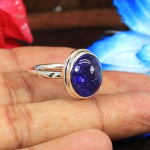 Natural Tanzanite Silver Ring-925 Sterling Silver-Tanzanite Ring-Designer Band Ring-December Birthstone-Genuine Sterling Silver-Unisex Rings image 5