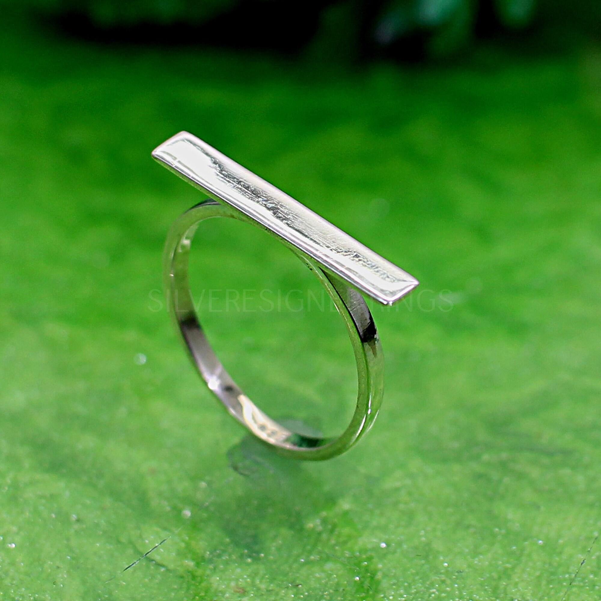 Sterling silver bar sale ring