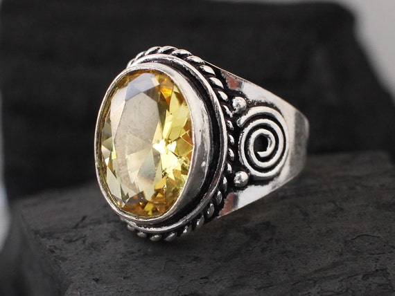 Citrine Oval Sterling Silver Wide Band Ring Citrine Oval Sterling Silver Wide Band Ring