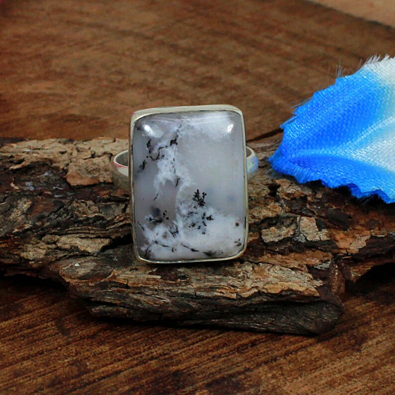 Christmas Silver Gift 925 Sterling Silver Ring,Dendritic Opal Silver Jewelry,Designer Handmade Ring Dendritic Opal Ring Handmade Ring