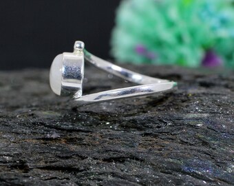 Arcobaleno Luna Gemma Placcato Argento Handmade Gioielli Misura Anello US 6.5 Arcobaleno Luna Gemma Placcato Argento Handmade Gioielli Misura Anello US 6.5