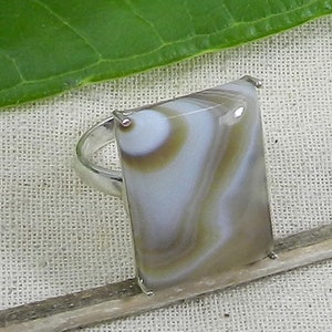 Handgemachter Botswana Achat Ring: 925 Sterling Silber, Versprechen Ring