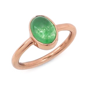 Oval Grün Jade Sterling Silber Bezel Ring - Handgemacht