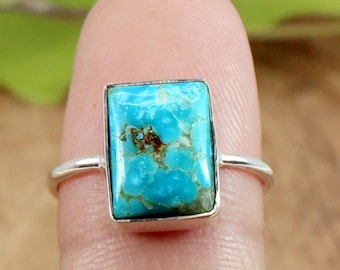 Turquoise Ring, American Turquoise Ring, Natural Turquoise, Sterling Silver Ring, Handmade Ring, Simple Ring, Artisan Ring, Boho Ring, Rings