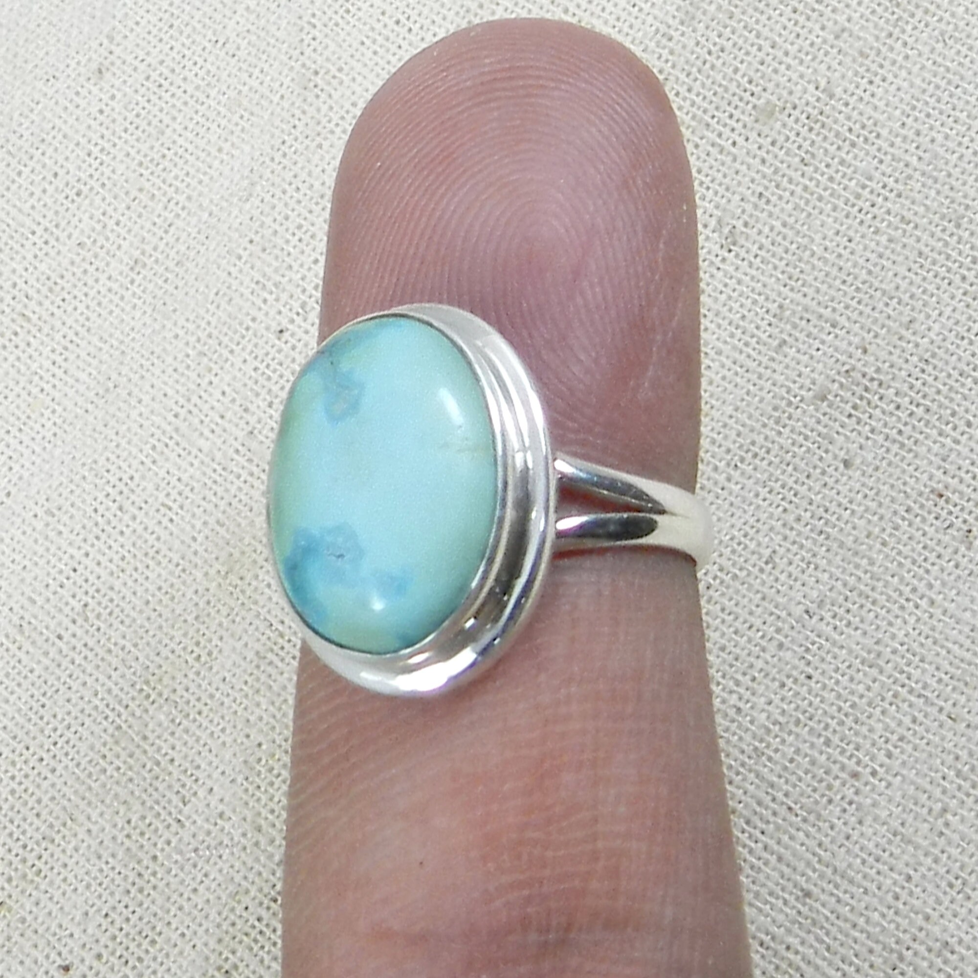 Bague Vintage Argent Et Turquoise Du Tibet - Cabochon Authentique