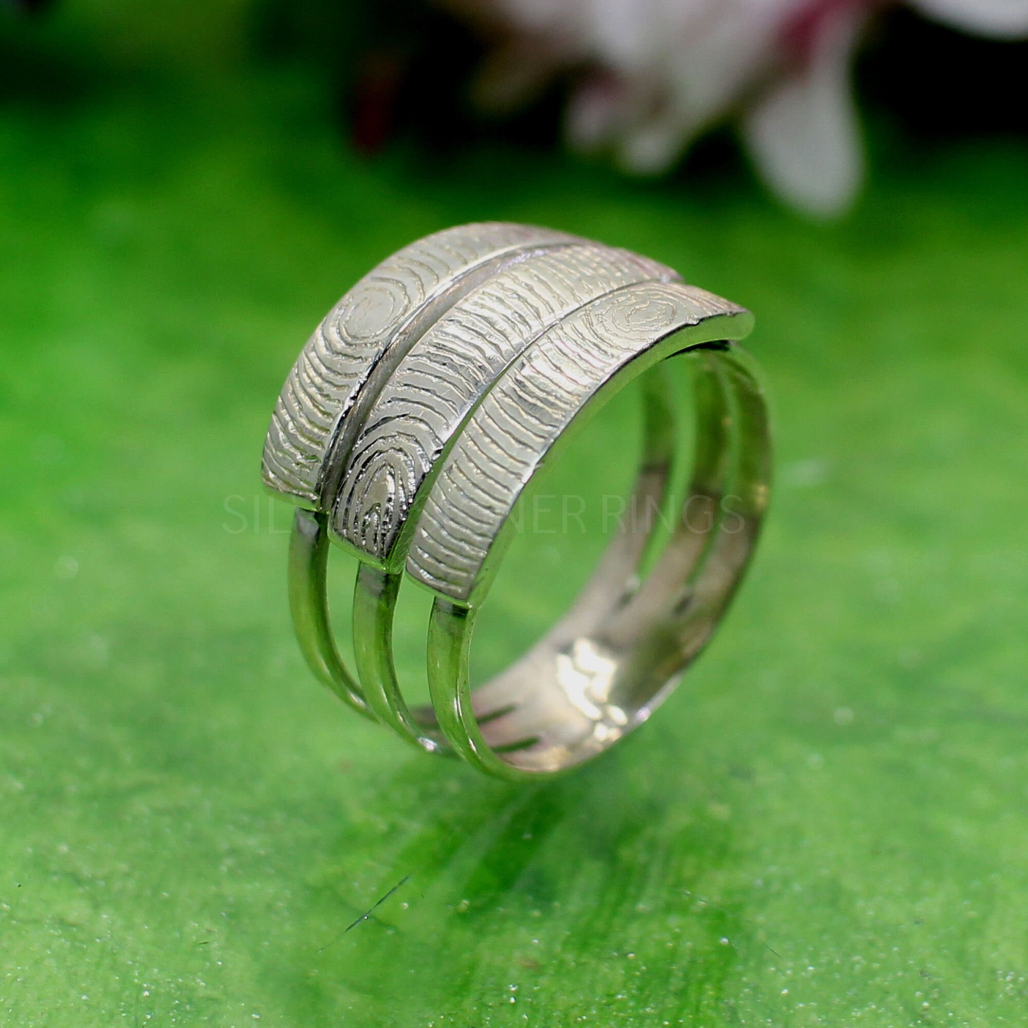 Fingerprint Ring 925 Sterling Silver Textured Rings | Etsy