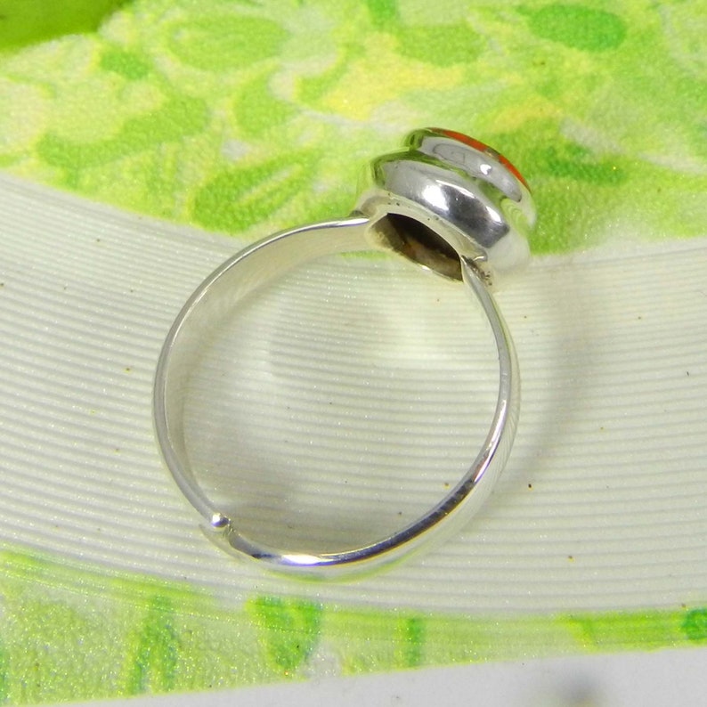 Round Turquoise Ring Orange Turquoise Ring Copper Etsy