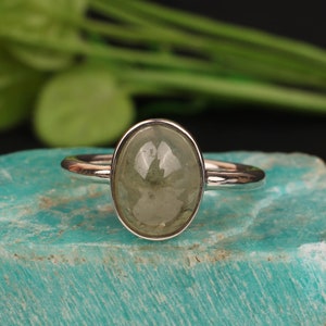 October Birthstone Ring, Natural Tourmaline Ring, Green Tourmaline Ring, Green Stone Ring, Oval Ring, Sterling Silver Ring, Birthday Gift