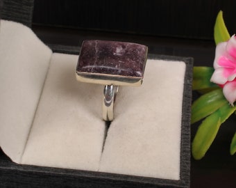 Handmade Sugilite Gemstone Ring: Sterling Silver Rectangle Jewelry