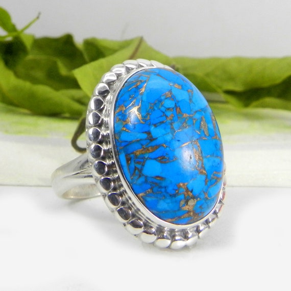 Buy Turquoise Ring, Sterling Silver Women Ring, Dainty Turquoise Ring,  Bohemian Minimalist Ring, Genuine Turquoise, 925 Ring Online in India - Etsy