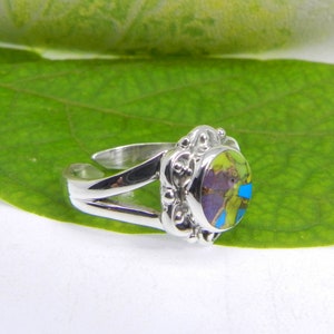 Mohave Copper Oyster Turquoise Ring - Sterling Silver Adjustable Ring