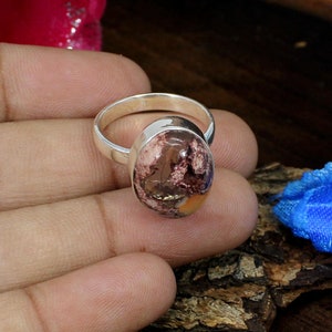 Anillo de ópalo de fuego mexicano: cabujón ovalado, plata de ley, estilo bohemio