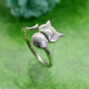 Sterling Silver Cats Ring- Handmade Jewelry-Kitty Adorable Ring- Cat Lover Ring- Adjustable Ring -Rose Gold Ring-Cats Jewelry-Animal Ring
