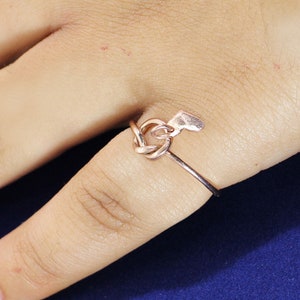 Heart Shape Knot Ring- 925 Sterling Silver Jewelry- Handmade Ring- Love Knot Ring- Valentine&#39;s Gift- Rope Ring- Birthday Gift for Her