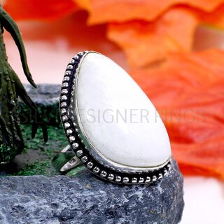 Anello Donna In Argento 925 Con Pietre Naturali – Corniola, Ametista, Perla, Agata – Fatto A Mano, Stile Boho, Taglia 21