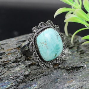 Tibetan Turquoise Ring: Sterling Silver Boho Ring
