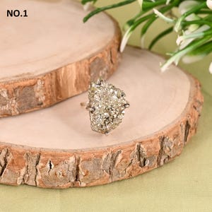 Raw Pyrite Statement Ring: Bohemian 925 Sterling Silver Protection Jewelry