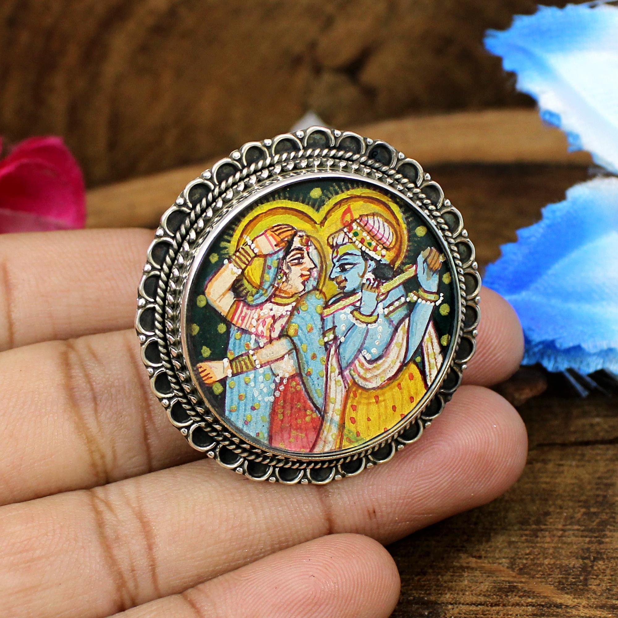 Double Sided Key Ring - Bal Gopal and Radha Krishna
