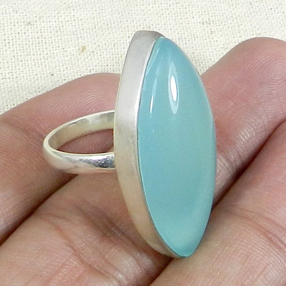 Aqua Chalcedony Ring Blue Stone Ring Aqua Ring 925 Sterling