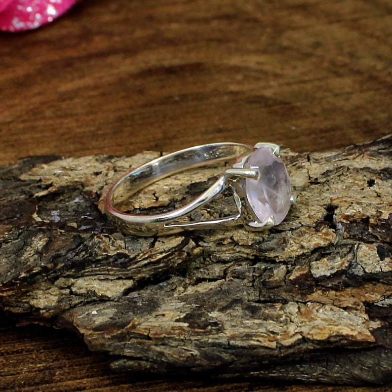 Rose Quartz Ring,Rose Quartz Gemstone Gemstone Ring Pink Ring Love Ring,Engagement Ring 925 Sterling Silver Prong Ring Minimalist Ring