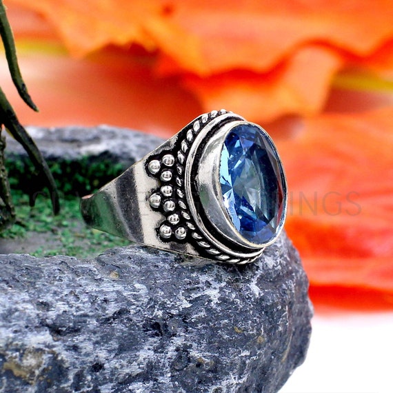 Stylish ring with sky blue stone | Silveradda