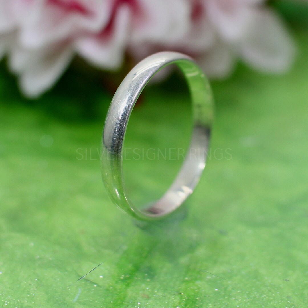 Silver Band Ring Wedding Band smooth Plain Band Unisex Rings Sterling