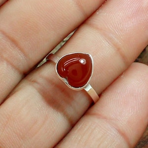 Red Onyx Silver Ring-  925 Sterling Silver- 925 Silver Ring- Gift for Sister- Friendship day Gifts- Heart Gemstone Ring-Onyx Heart Ring