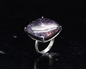 Handmade Sugilite Sterling Silver Ring: Large Stone Boho Jewelry