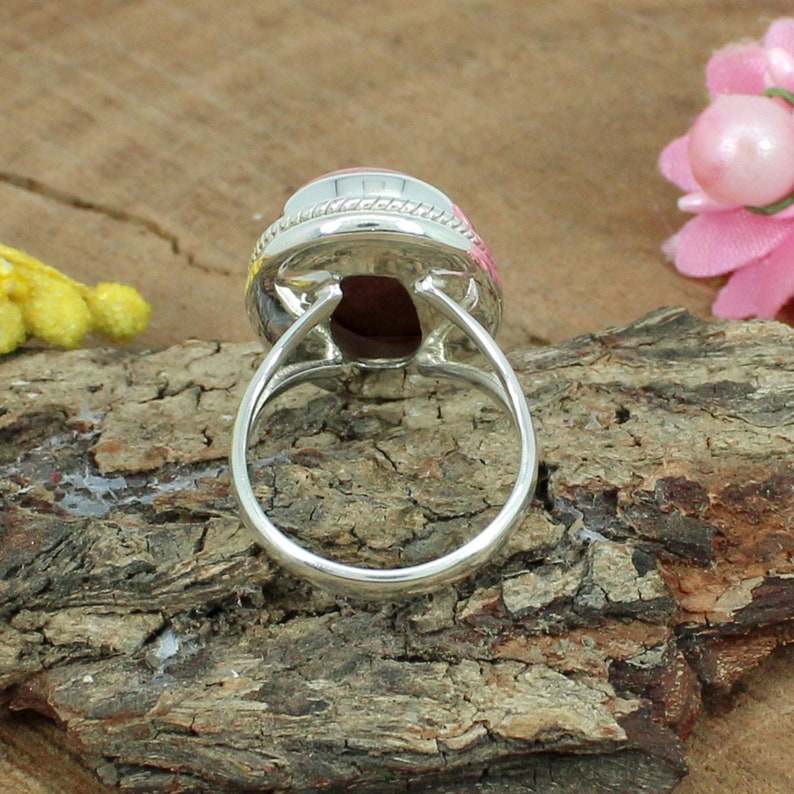 Thulite Ringlarge Stone Ringsplit Band Ringsterling Silver - Etsy