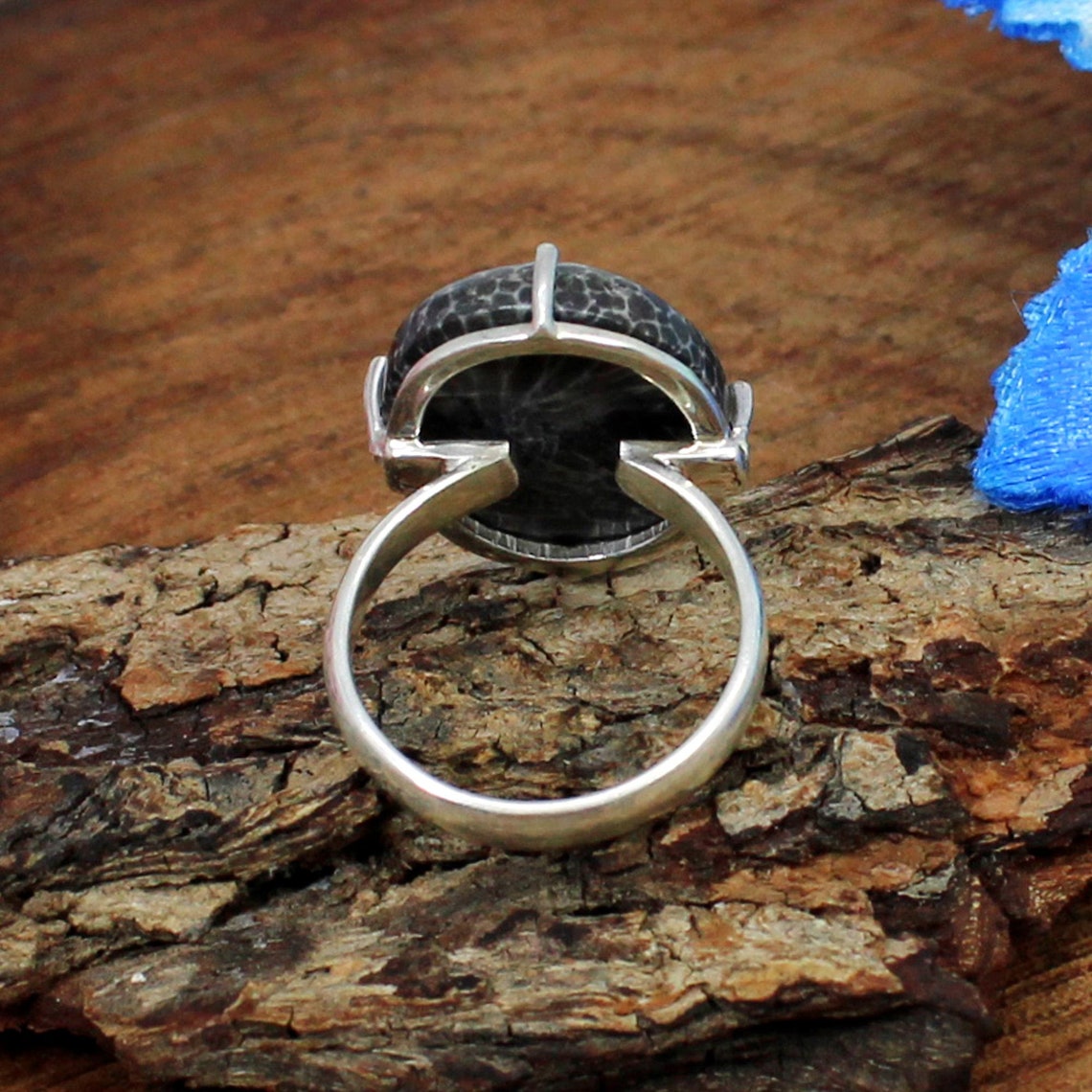 Black Coral Jewelryblack Coral Gemstone Ring 925 Sterling - Etsy
