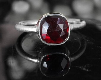 Handmade Sterling Silver Garnet Hydro Stacking Ring