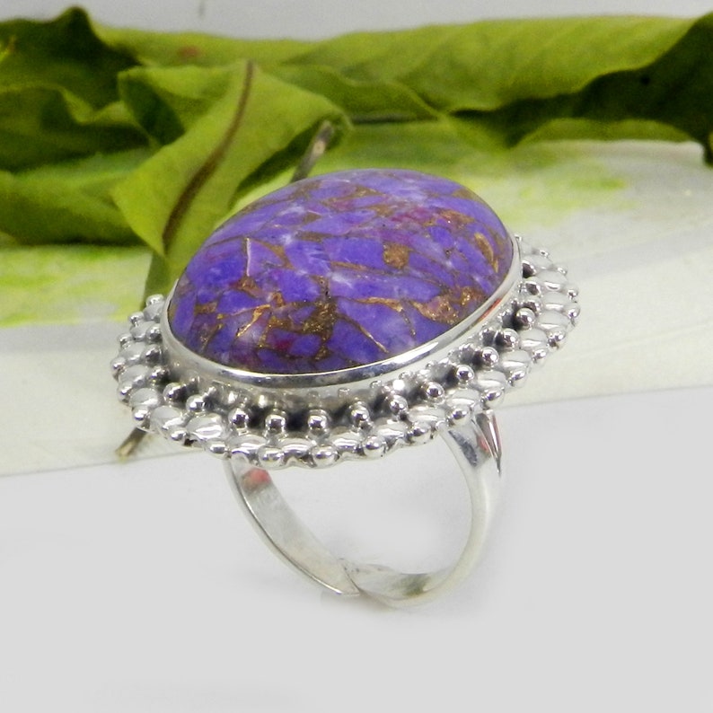925 Sterling Silver Natural Turquoise Ring Purple Copper Turquoise Ring Gifts For Her-Turquoise Ring Designer Rings Natural Gemstones