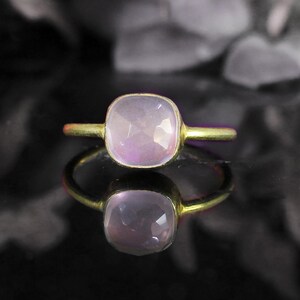Handcrafted Rose Quartz Ring: Gold Plated Sterling Silver Bezel