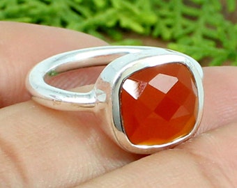 925 Sterling Silber Ring, Karneol-Ring, roter Ring, Karneol Schmuck, handgemachte Ring, Kissen-Ring, Männer Frauen Ring, Unisex-Ring