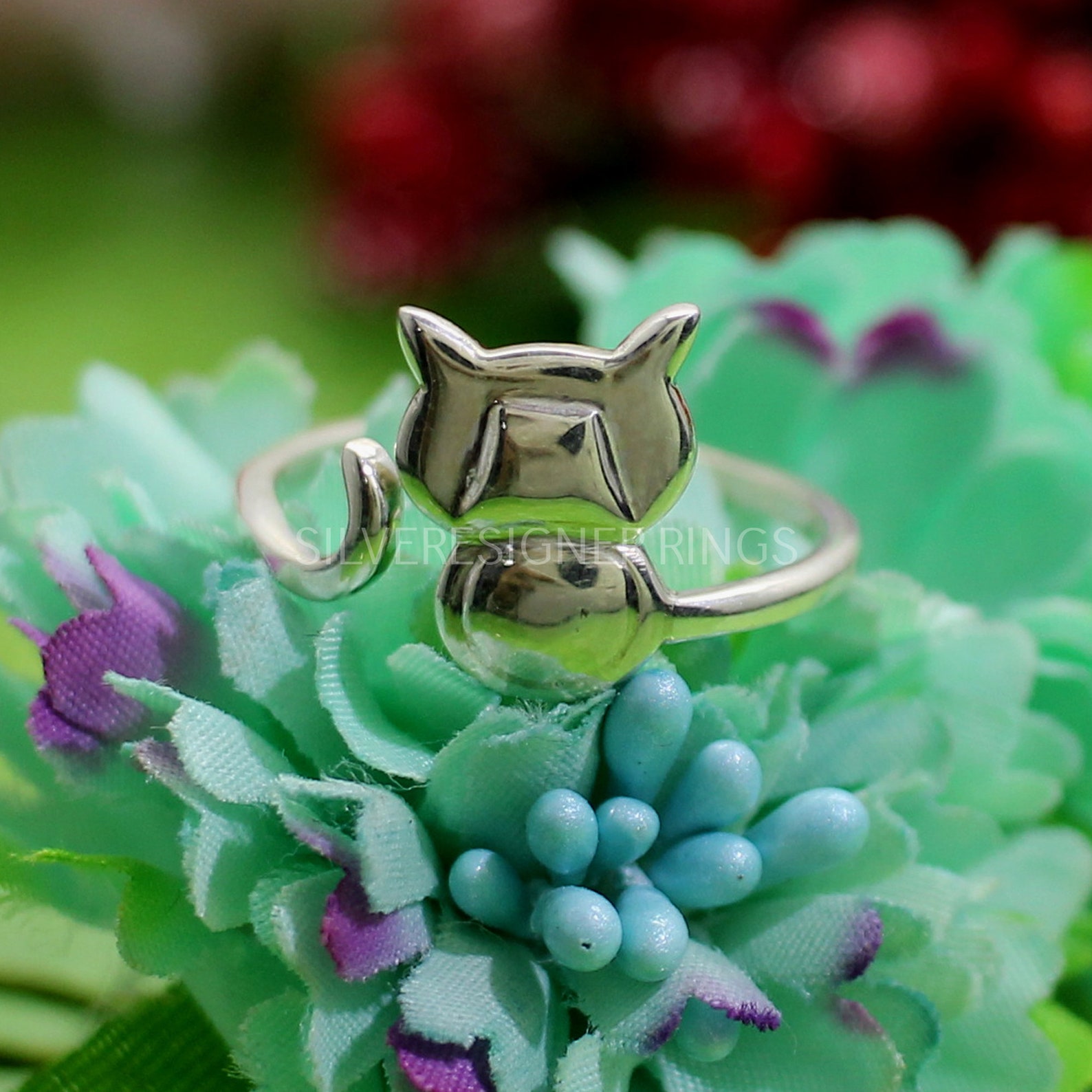 Sterling Silver Cats Ring Handmade Jewelrykitty Adorable Etsy