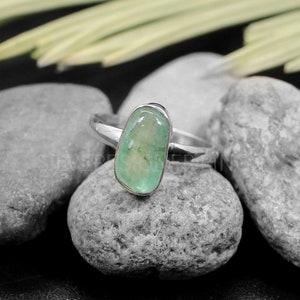 Green Tourmaline Ring - 925 Sterling Silver - Green Silver Ring - Gemstone Ring - October Birthstone - Tourmaline Jewelry - Christmas Sale